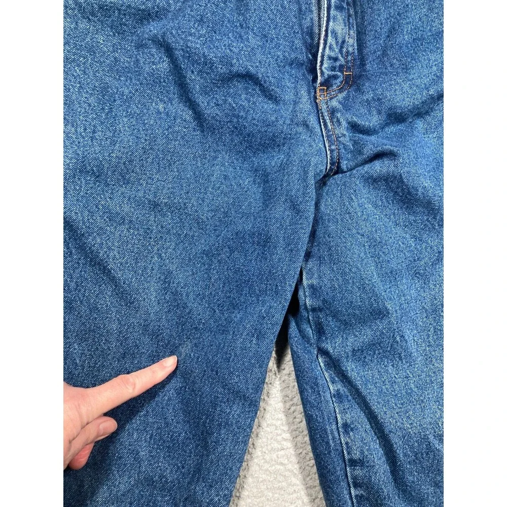 Cabellas Casuals Jeans Womens 14 Tall Blue Flannel Lined‎ Outdoors Nature Stains